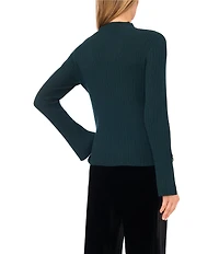 Ted Baker London Wool Blend Ribbed Knit Mock Neck Long Split Sleeve Top