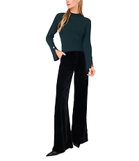 Ted Baker London Wool Blend Ribbed Knit Mock Neck Long Split Sleeve Top