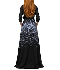 Terani Couture 3/4 Sleeve Long Shirt Maxi Dress