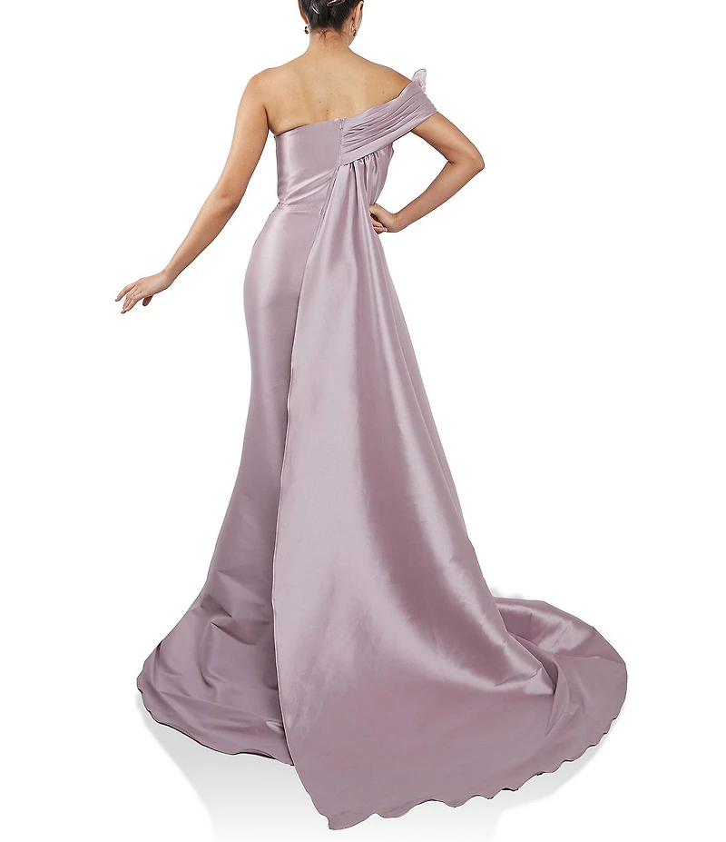 Terani Couture 3D Applique One Shoulder Stretch Mikado Mermaid Gown