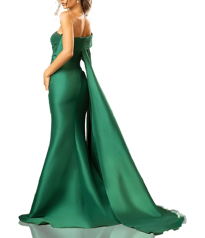Terani Couture 3D Applique One Shoulder Stretch Mikado Mermaid Gown