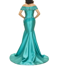 Terani Couture 3D Flower Beaded Off The Shoulder Dress