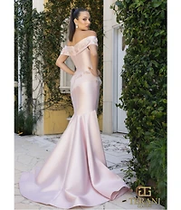 Terani Couture 3D Flower Beaded Off The Shoulder Dress