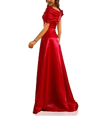Terani Couture 3D Flower Shimmer Organza A-line Gown