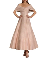Terani Couture Ankle Length Off The Shoulder Jacquard Gown