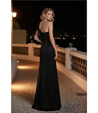 Terani Couture Asymmetric One Shoulder Beaded Gown