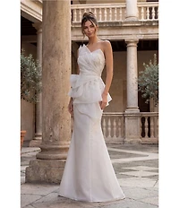 Terani Couture Asymmetrical Neck Strapless Sheath Long Gown