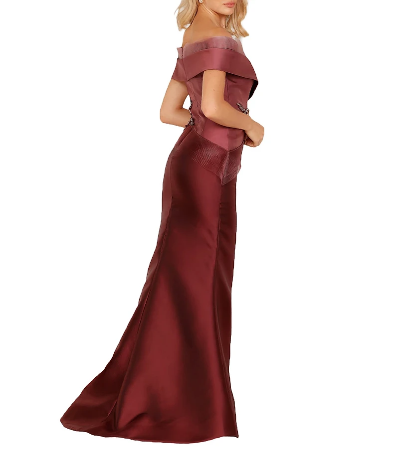 Terani Couture Beaded Off-the-Shoulder Mermaid Gown