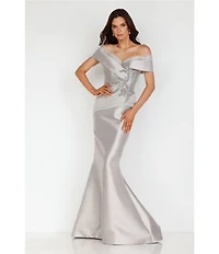 Terani Couture Beaded Off-the-Shoulder Mermaid Gown