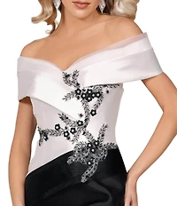 Terani Couture Beaded Off-the-Shoulder Mermaid Gown