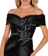 Terani Couture Beaded Off-the-Shoulder Mermaid Gown