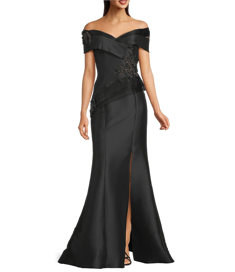 Terani Couture Beaded Off-the-Shoulder Mermaid Gown