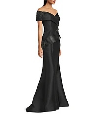 Terani Couture Beaded Off-the-Shoulder Mermaid Gown