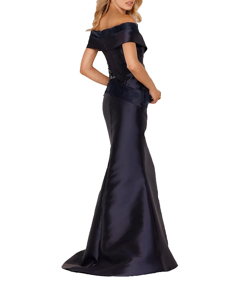 Terani Couture Beaded Off-the-Shoulder Mermaid Gown