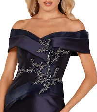 Terani Couture Beaded Off-the-Shoulder Mermaid Gown