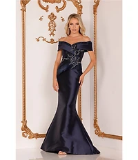 Terani Couture Beaded Off-the-Shoulder Mermaid Gown