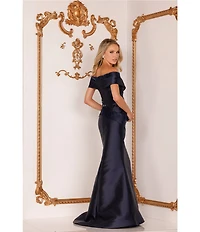 Terani Couture Beaded Off-the-Shoulder Mermaid Gown