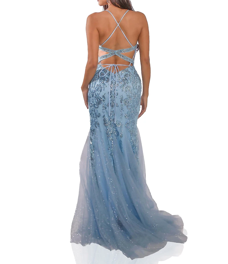 Terani Couture Beaded Sweetheart Neck Sleeveless Mermaid Gown