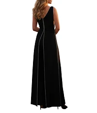 Terani Couture Crepe Low V Neck Sleeveless Jumpsuit