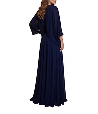 Terani Couture Deep V Neck Flowy Gown