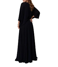 Terani Couture Deep V Neck Flowy Gown