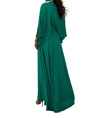 Terani Couture Deep V Neck Flowy Gown