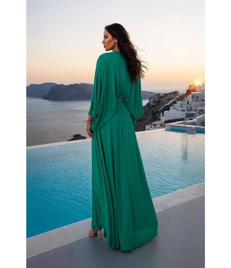 Terani Couture Deep V Neck Flowy Gown