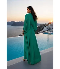 Terani Couture Deep V Neck Flowy Gown