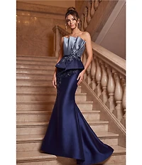 Terani Couture Fluted Top Two Tone Gown