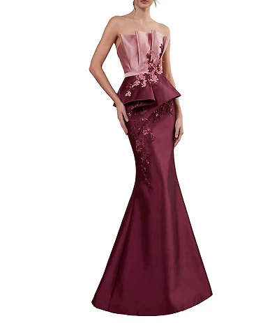 Terani Couture Fluted Top Two Tone Gown