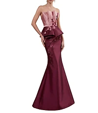 Terani Couture Fluted Top Two Tone Gown