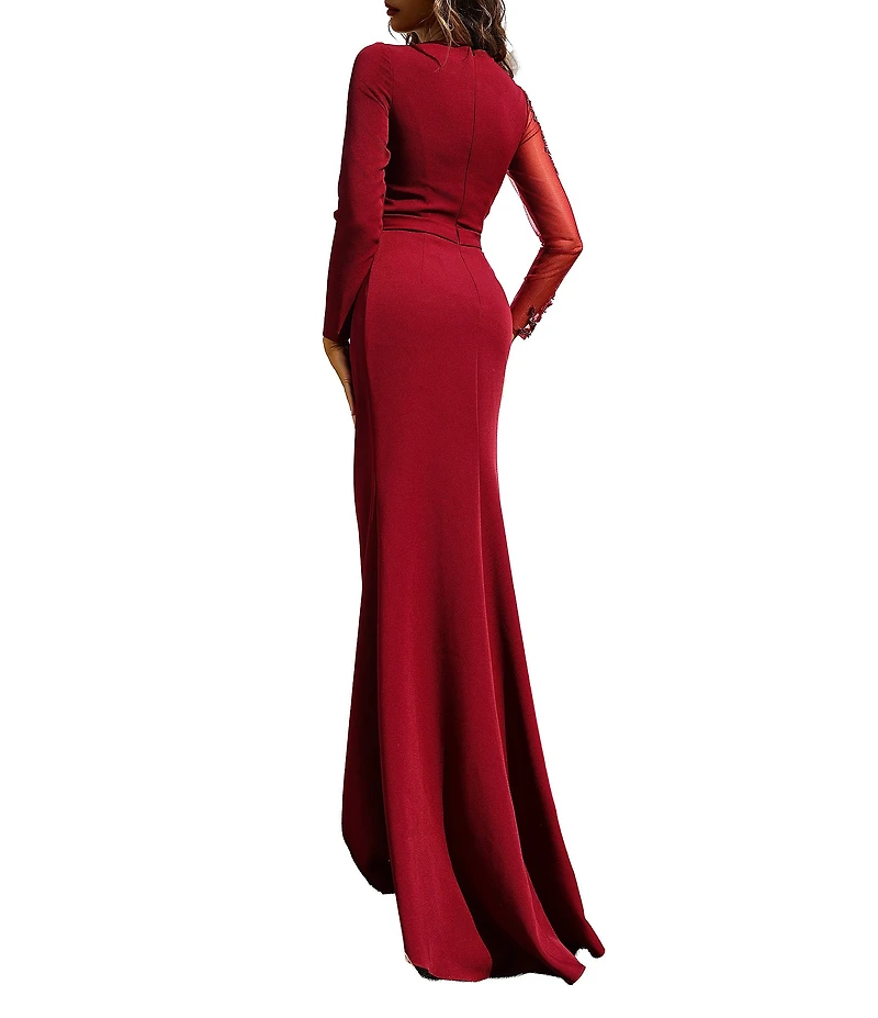 Terani Couture Illusion Neck Beaded Gown