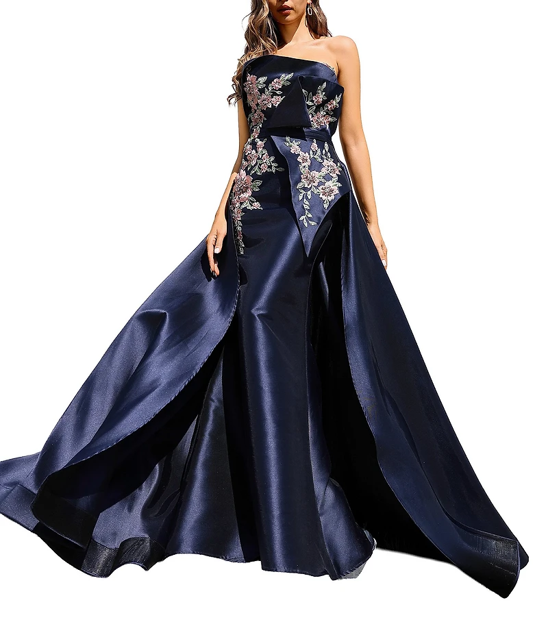 Terani Couture Mikado Embellished Bodice One Off-The-Shoulder A-Line Gown