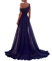 Terani Couture Mikado Organza 3D Rosette One Shoulder A-Line Gown