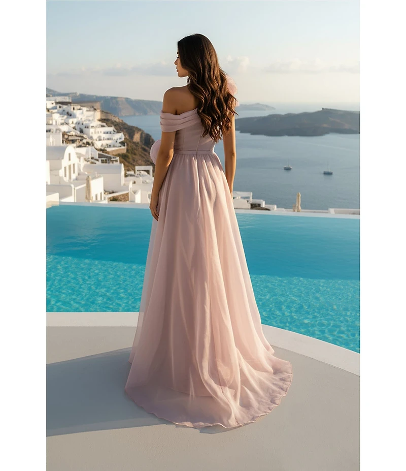 Terani Couture Mikado Organza 3D Rosette One Shoulder A-Line Gown