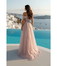 Terani Couture Mikado Organza 3D Rosette One Shoulder A-Line Gown