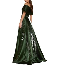 Terani Couture Off the Should Shimmer Organza Gown