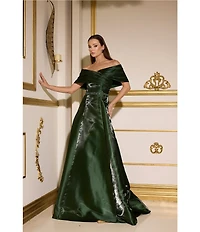 Terani Couture Off the Should Shimmer Organza Gown