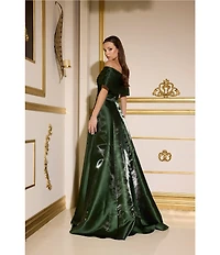 Terani Couture Off the Should Shimmer Organza Gown