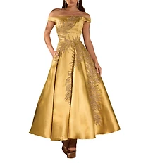 Terani Couture Off The Shoulder Beaded Gown