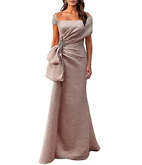 Terani Couture Off The Shoulder Gown With Beaded Detail