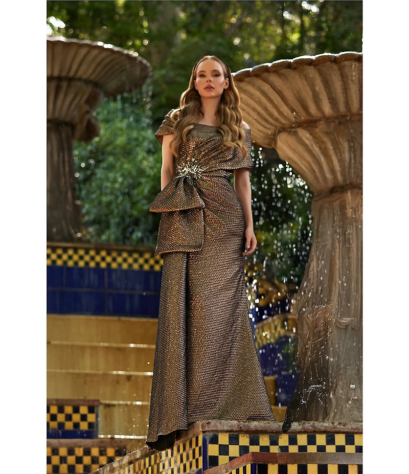 Terani Couture Off The Shoulder Gown With Beaded Detail