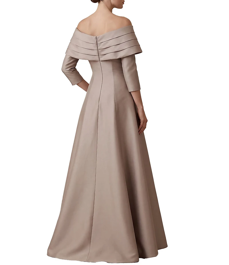 Terani Couture Off The Shoulder Pleated A-Line Gown