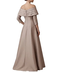 Terani Couture Off The Shoulder Pleated A-Line Gown