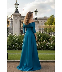 Terani Couture Off The Shoulder Pleated A-Line Gown