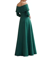 Terani Couture Off The Shoulder Pleated A-Line Gown