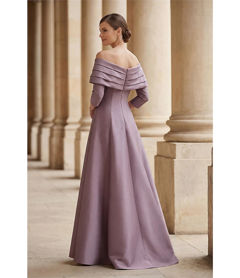 Terani Couture Off The Shoulder Pleated A-Line Gown