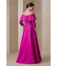 Terani Couture Off The Shoulder Pleated A-Line Gown