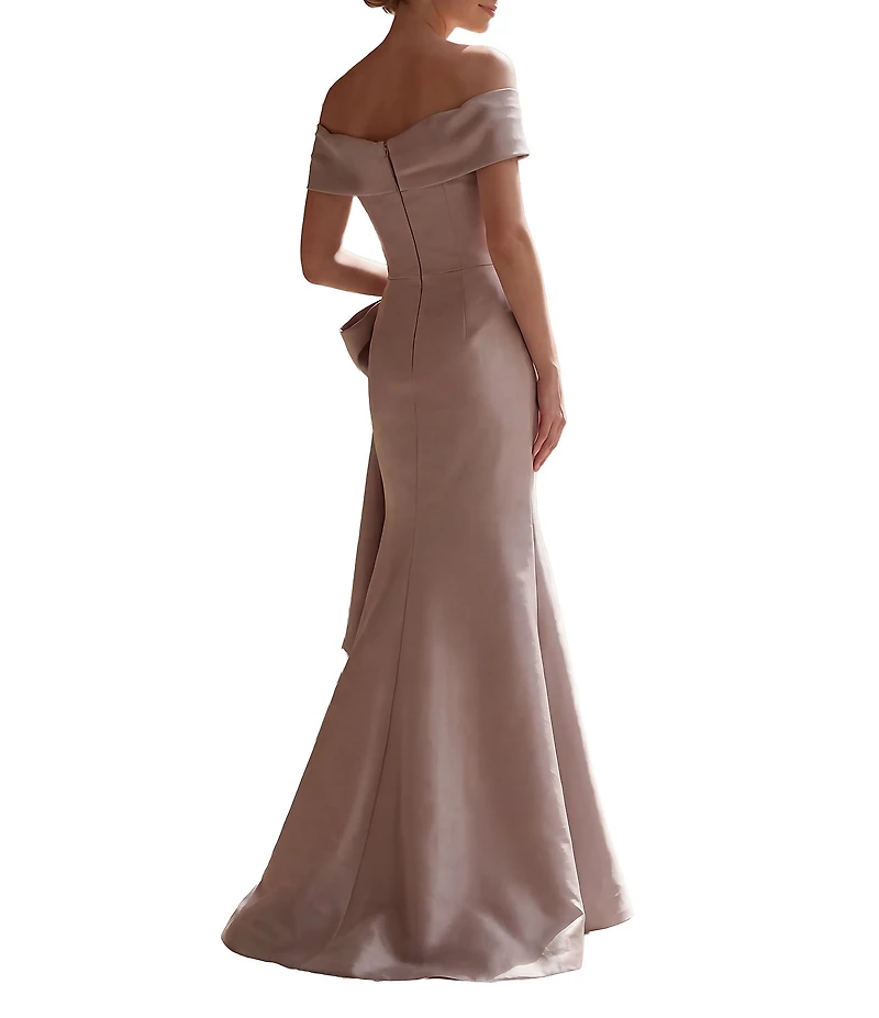 Terani Couture Off-The-Shoulder Ruffle Mikado Mermaid Gown