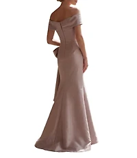 Terani Couture Off-The-Shoulder Ruffle Mikado Mermaid Gown